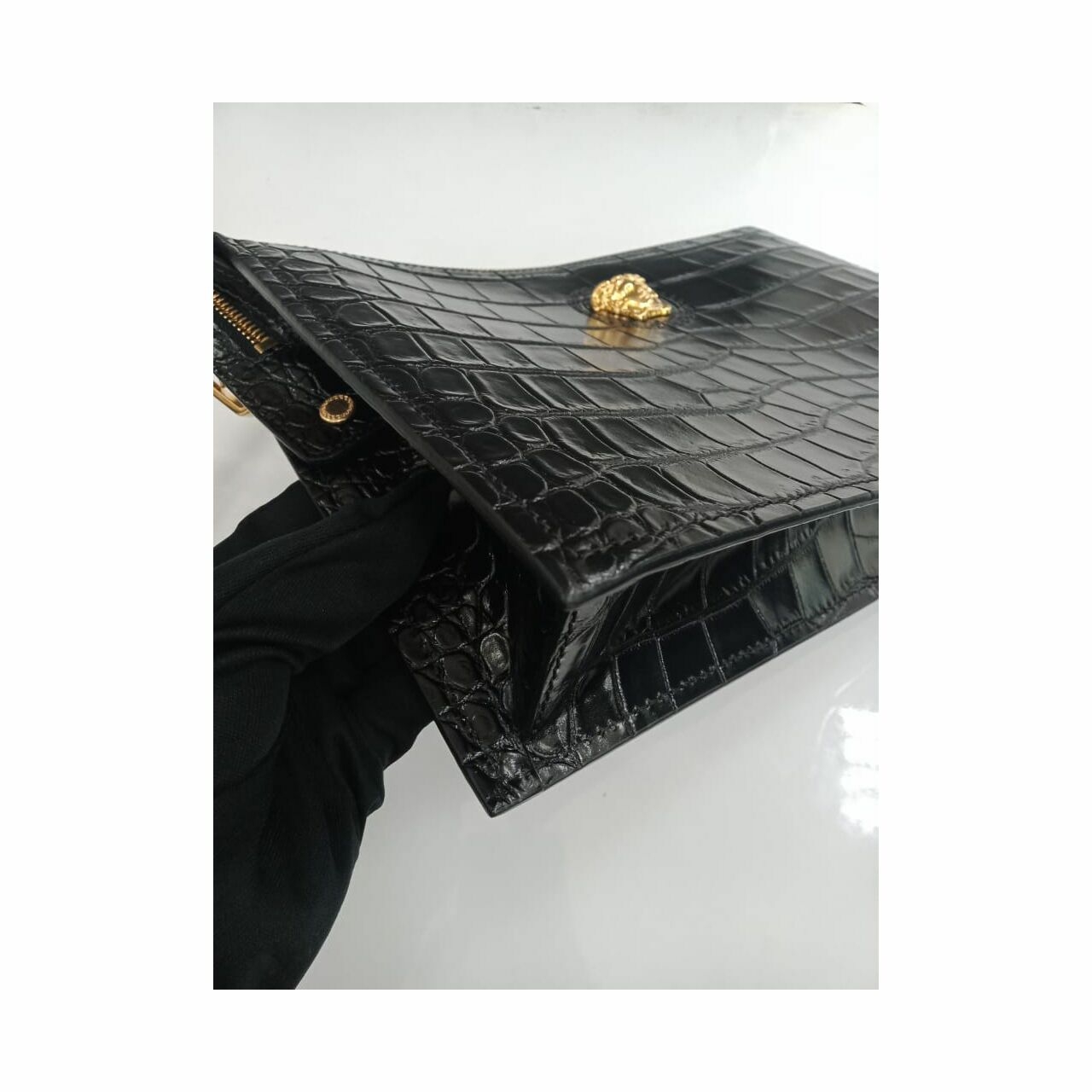 Versace Clutch Black Croco Leather