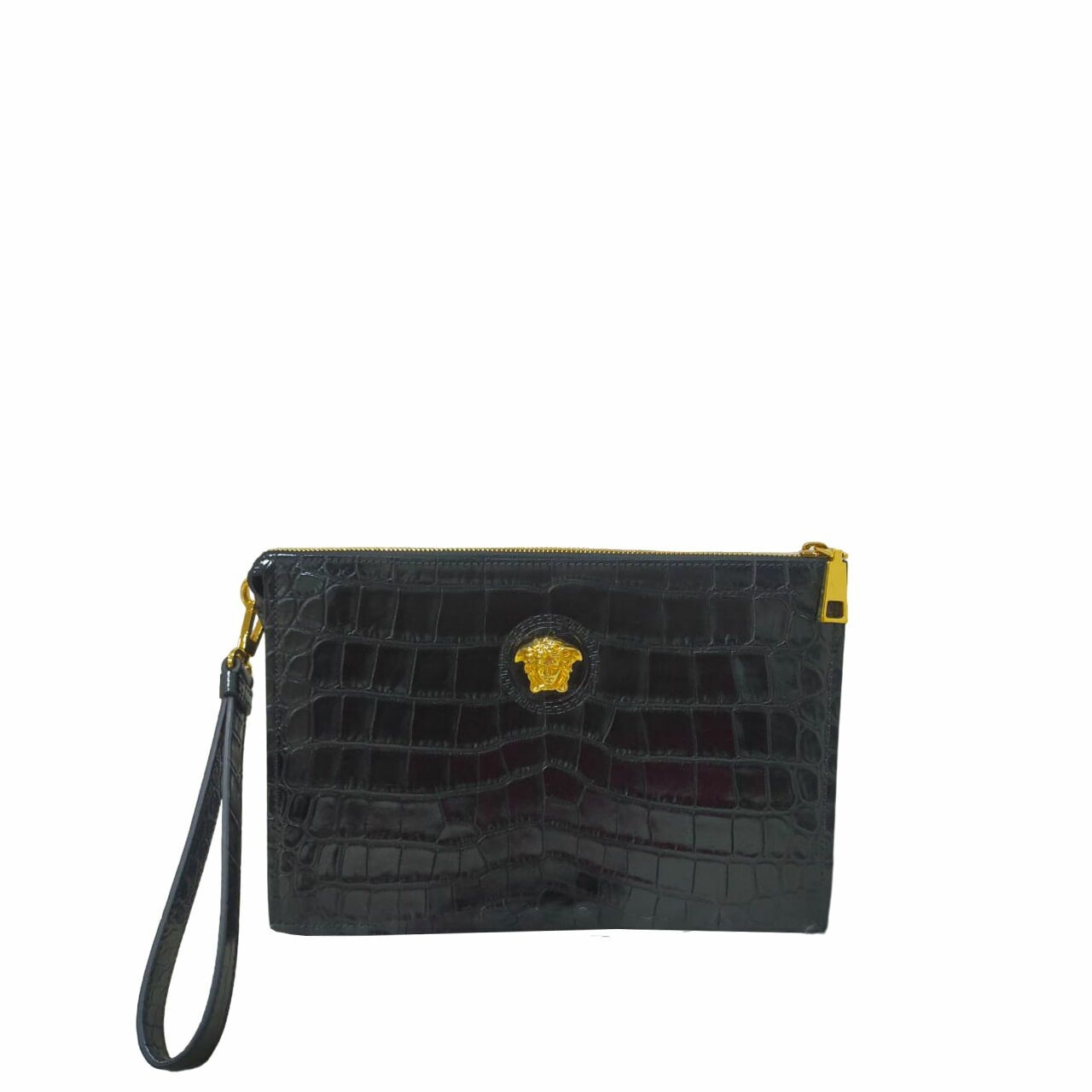 Versace Clutch Black Croco Leather