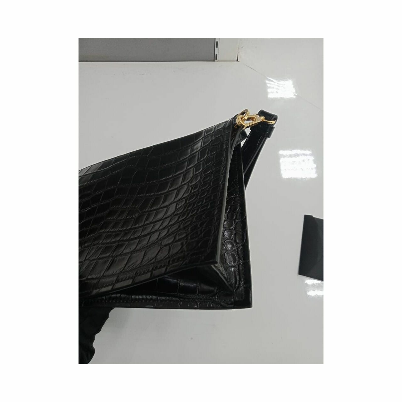 Versace Clutch Black Croco Leather