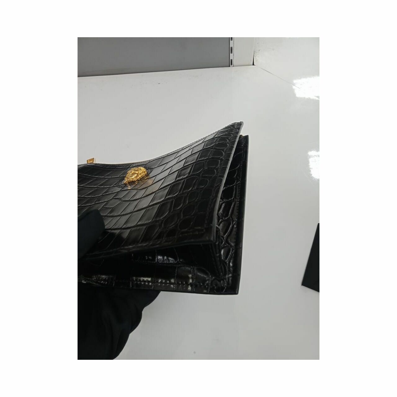 Versace Clutch Black Croco Leather