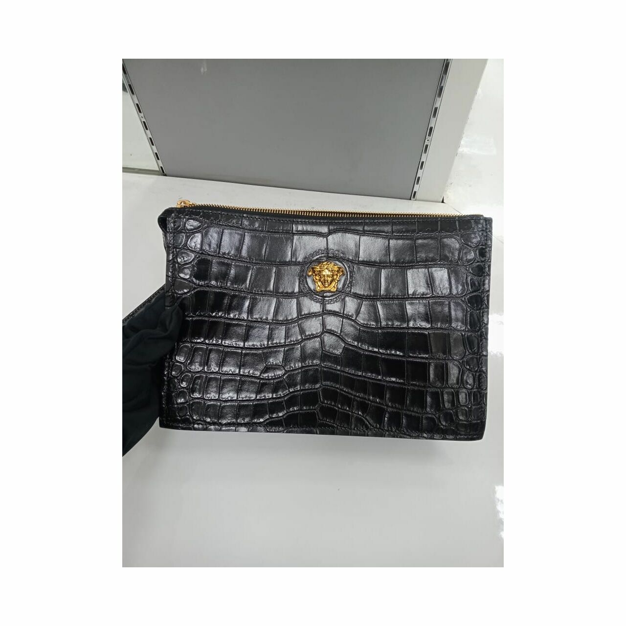 Versace Clutch Black Croco Leather