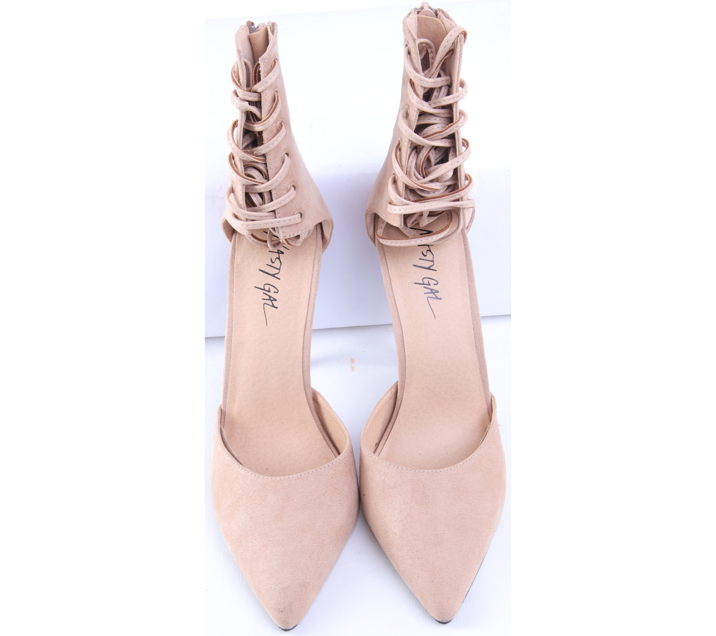 Nasty Gal Nude trap Minded Lace Up Pump 7.5 Heels