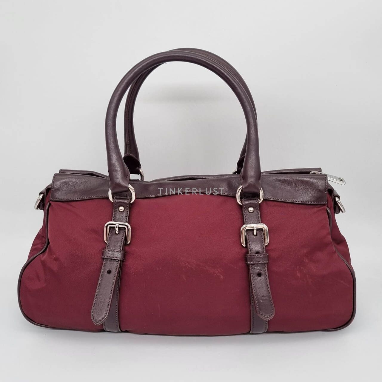 Prada Tessuto Bauletto Bordeux Handbag