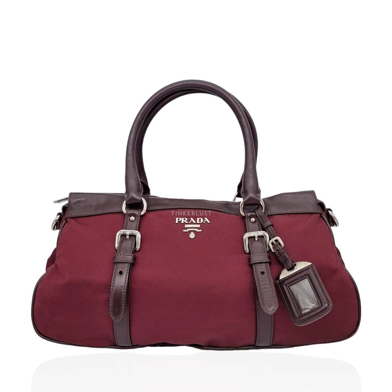 Prada Tessuto Bauletto Bordeux Handbag