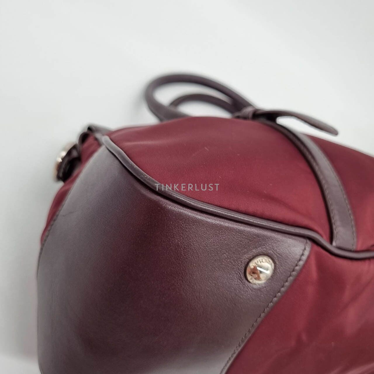 Prada Tessuto Bauletto Bordeux Handbag