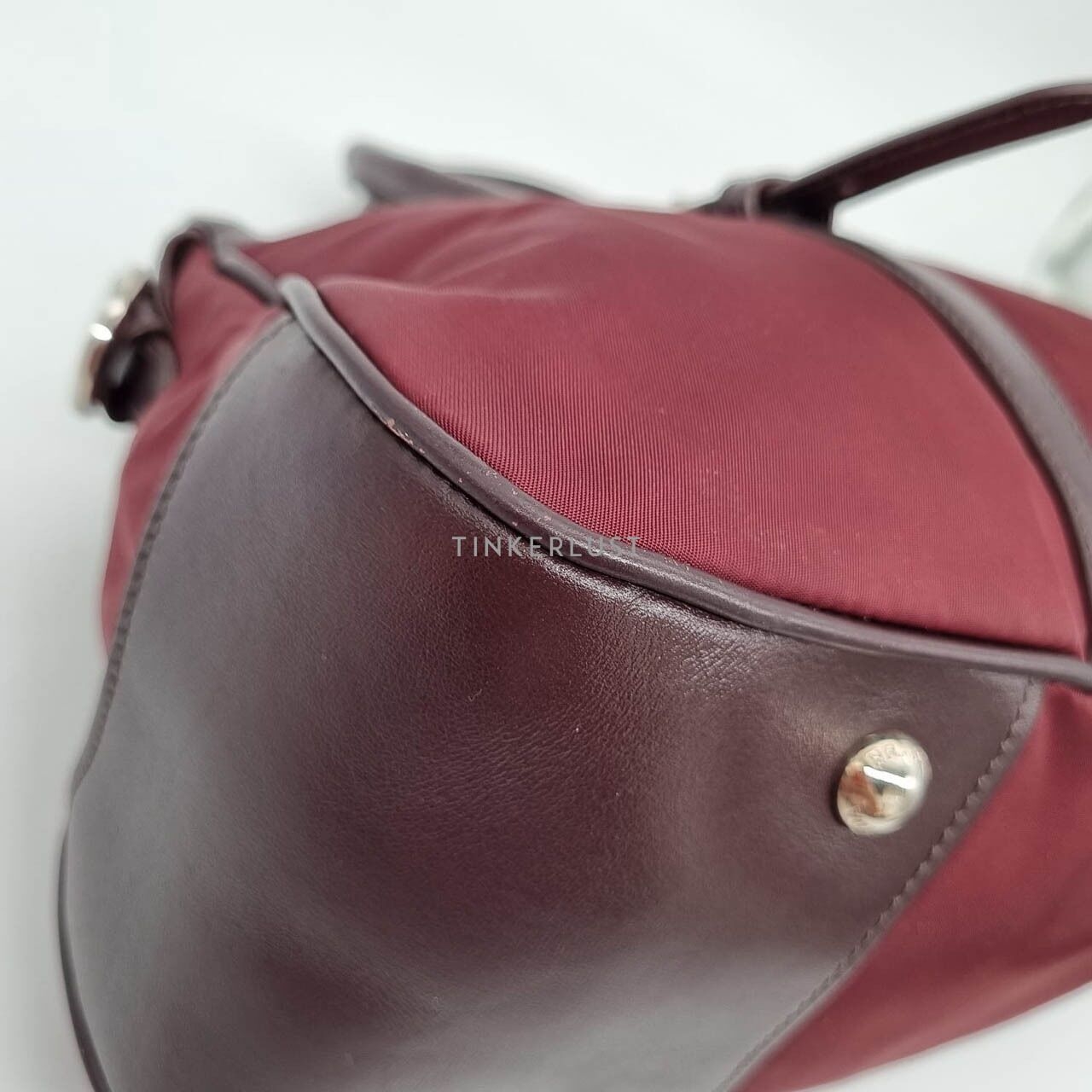 Prada Tessuto Bauletto Bordeux Handbag