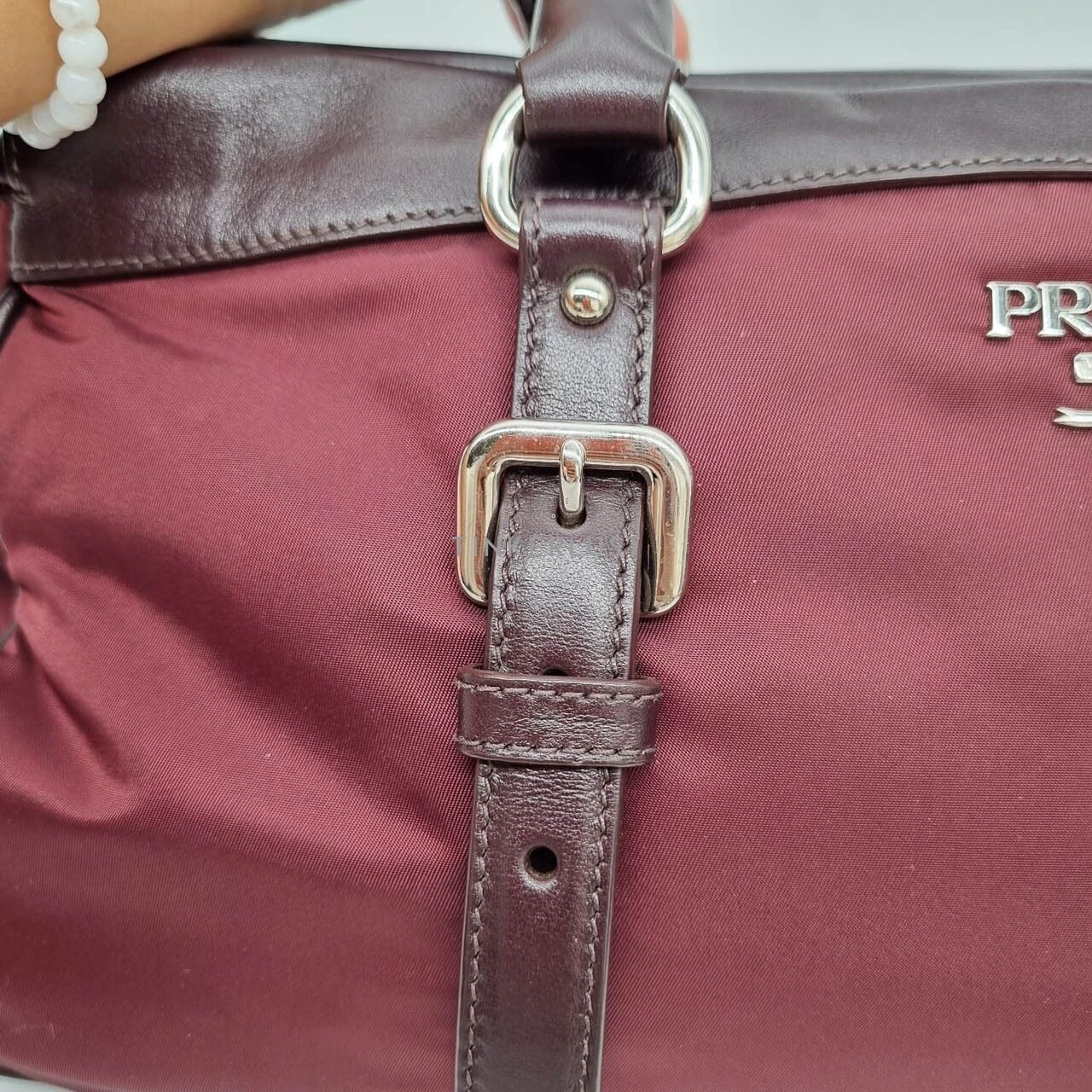 Prada Tessuto Bauletto Bordeux Handbag