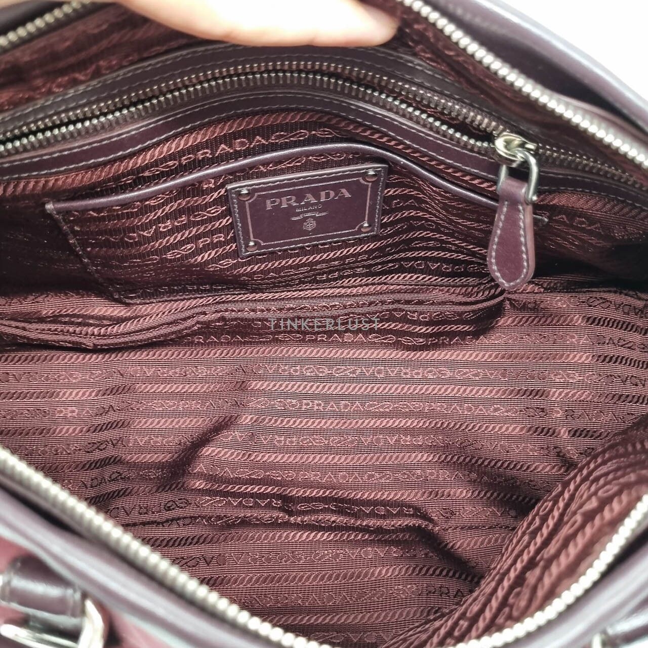 Prada Tessuto Bauletto Bordeux Handbag