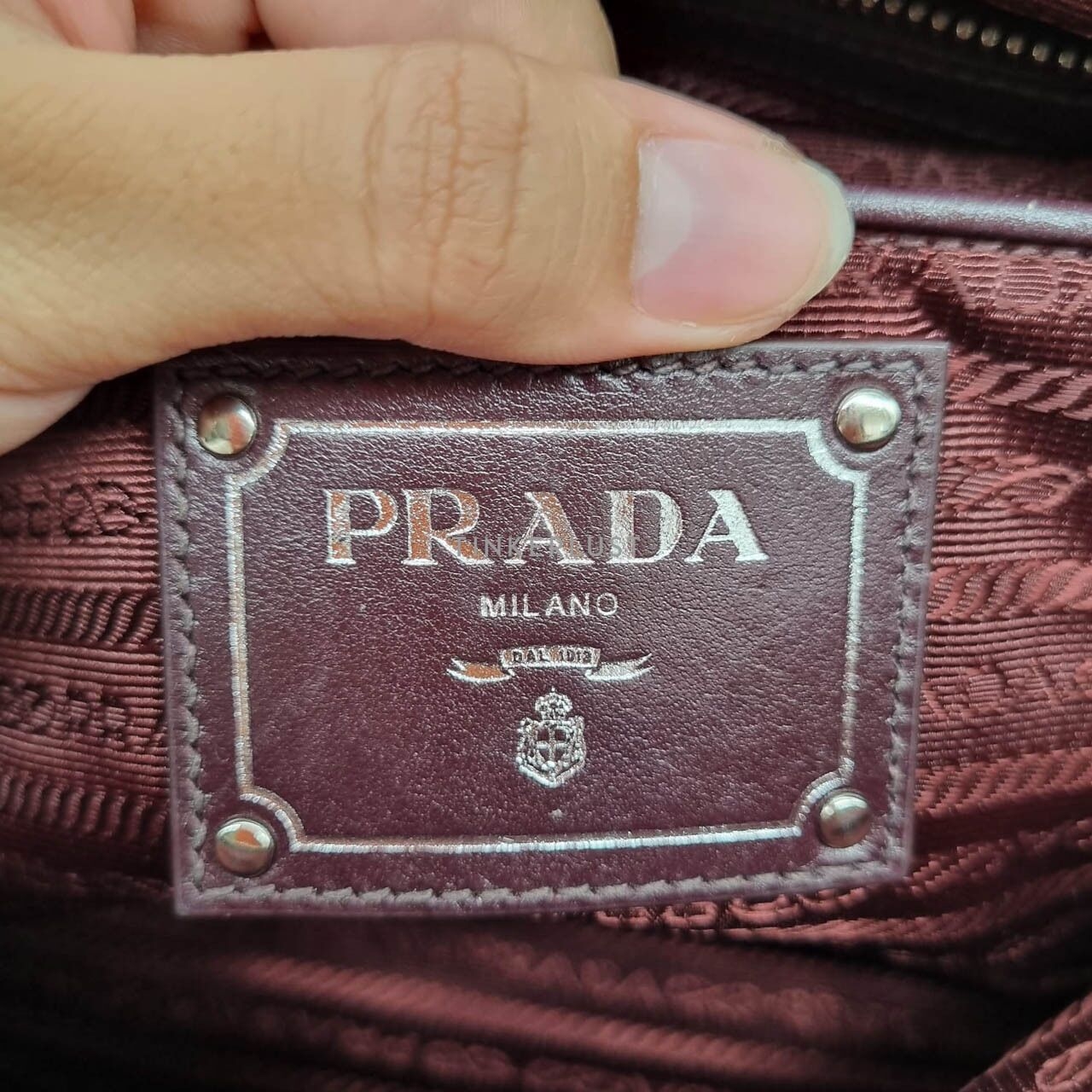 Prada Tessuto Bauletto Bordeux Handbag