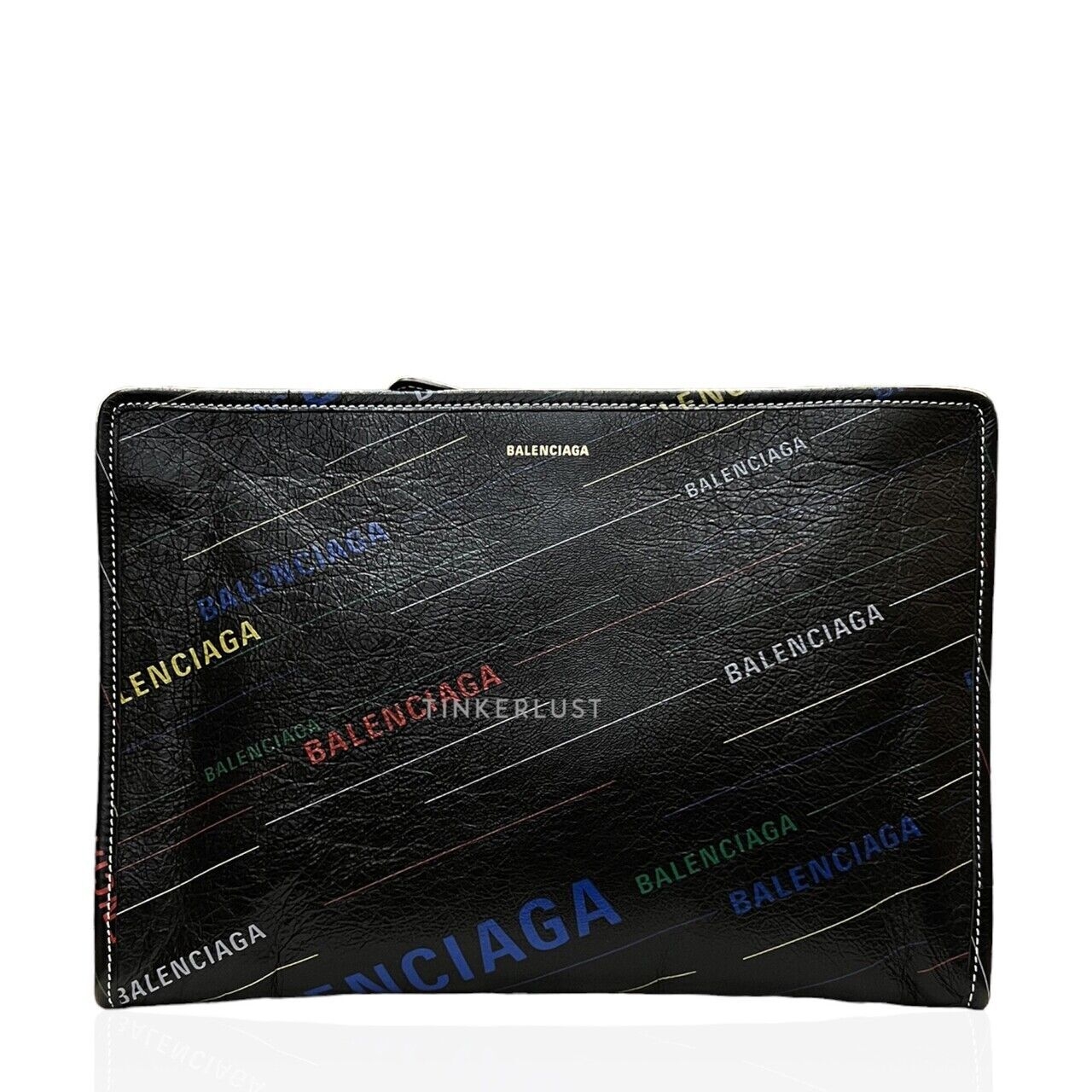 Balenciaga Arena Allover Logo Black Clutch