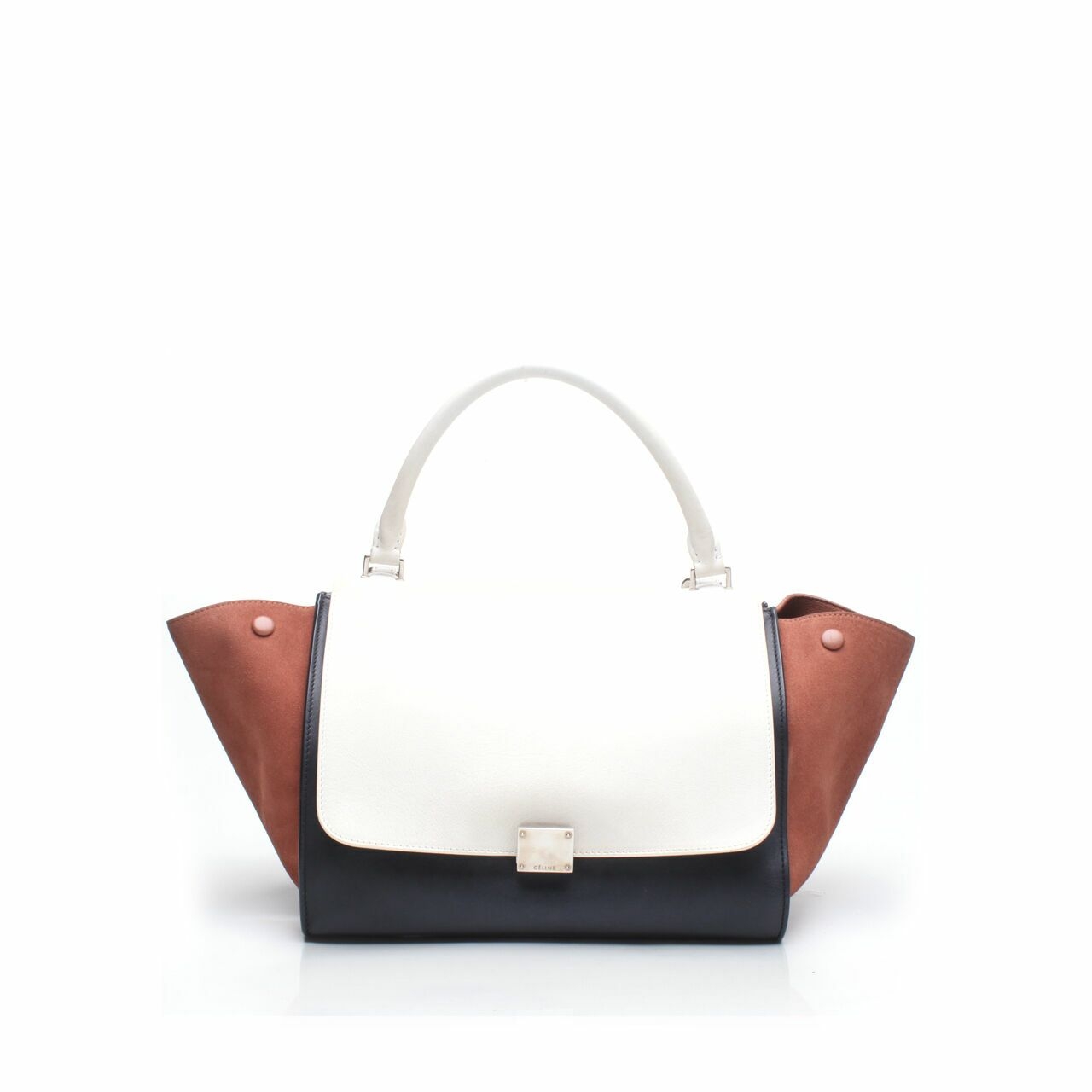 Celine Drummed Calfskin Suede Medium Trapeze Tricolor