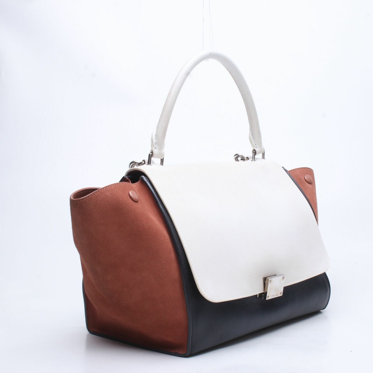 Celine Drummed Calfskin Suede Medium Trapeze Tricolor