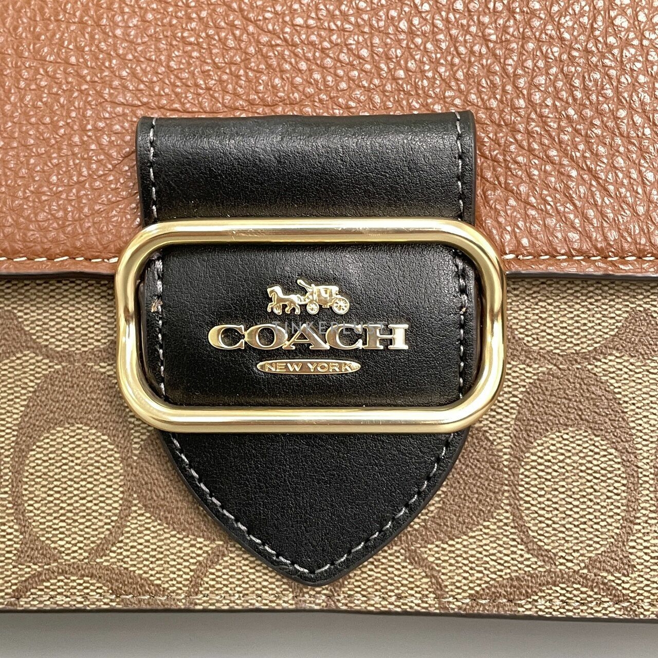 Coach CE560 Morgan Colorblock Khaki Multi Signature Canvas Shoulder Bag