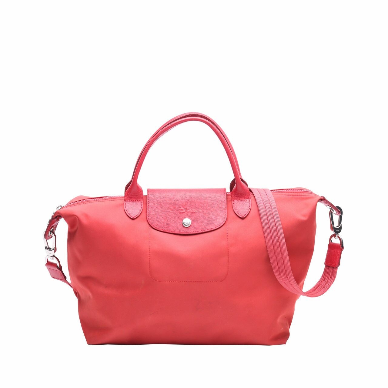 Longchamp Red Le Pliage Neo Lg Satchel