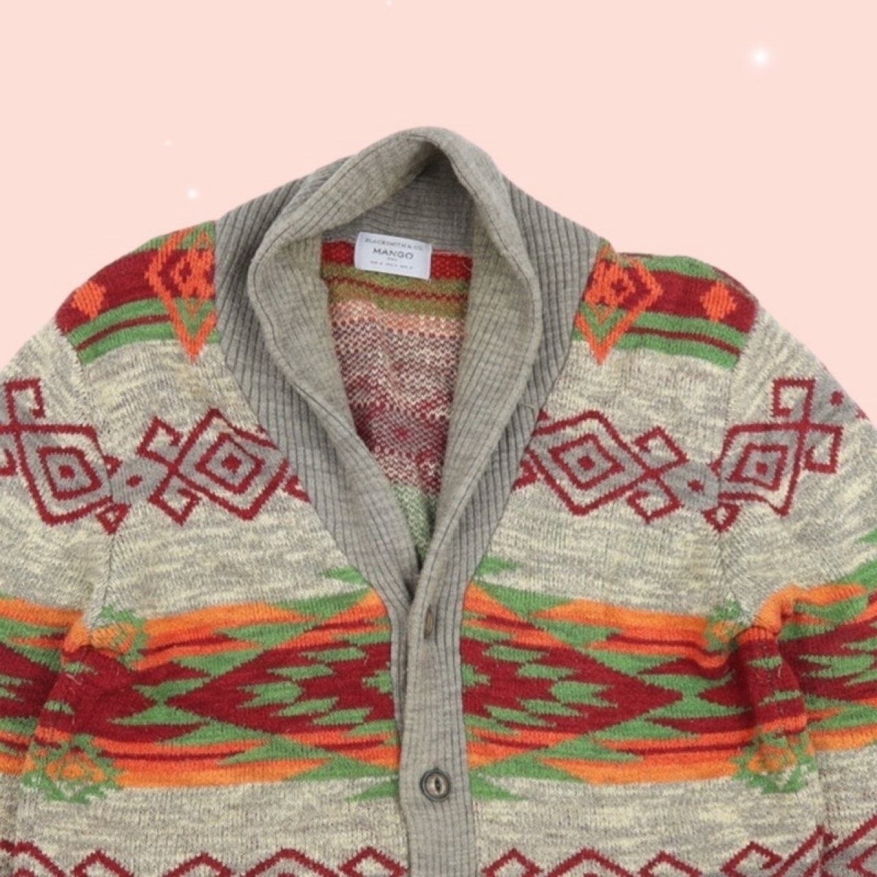 MANGO Men’s Multicolored High Neck Cardigan