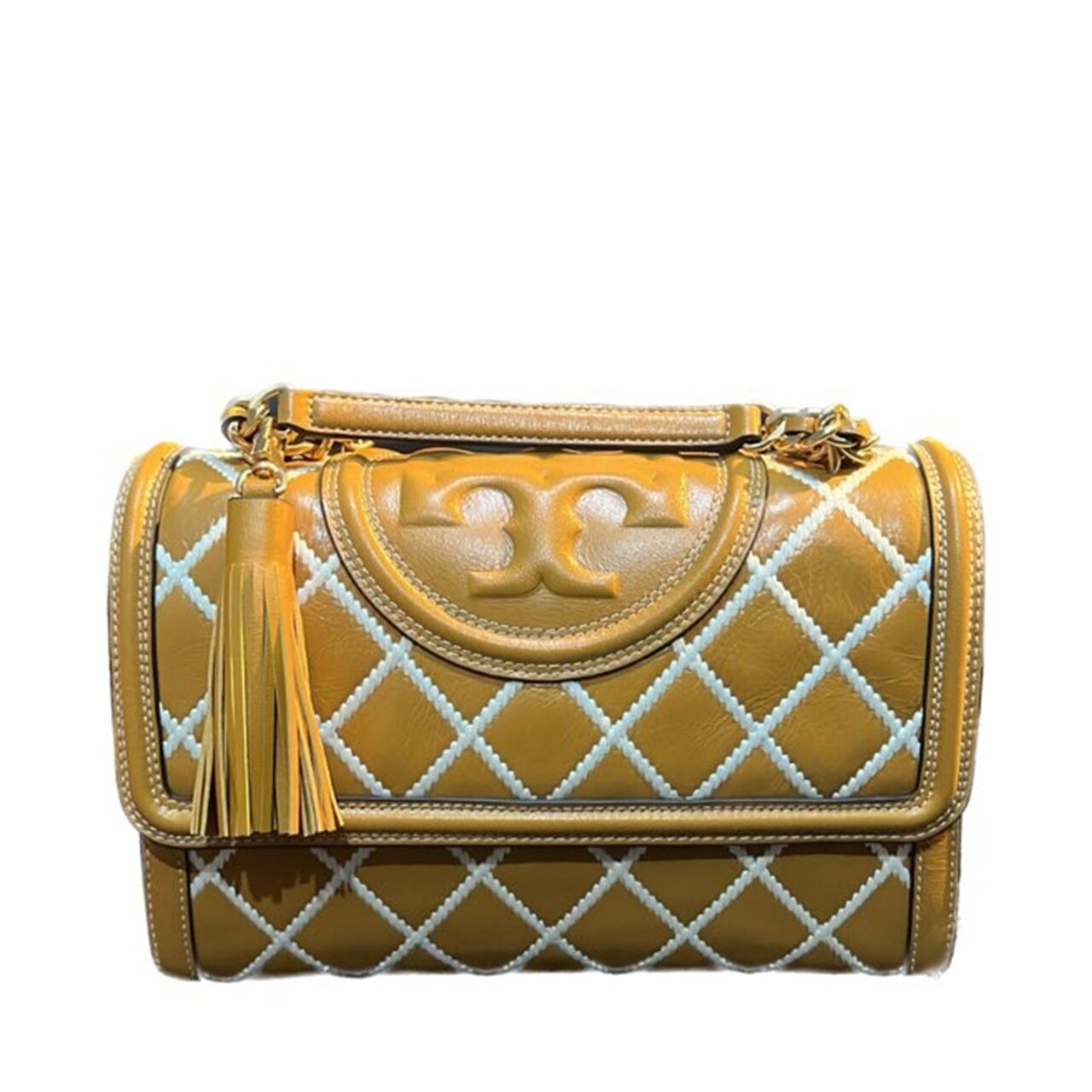 Tory Burch Fleming Pop Quilt Shoulder Bag in Dark Cannoli Shoulder Bag