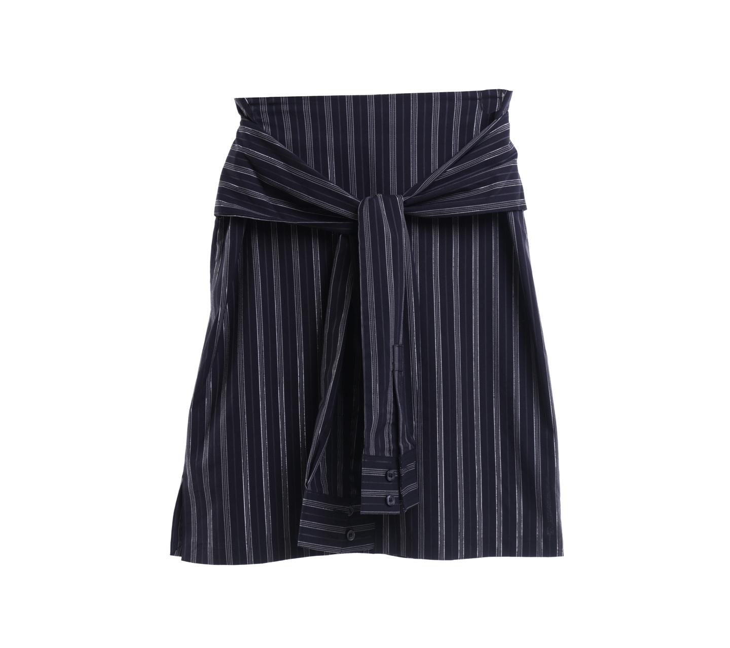 Pomelo. Black And Silver Striped Mini Skirt