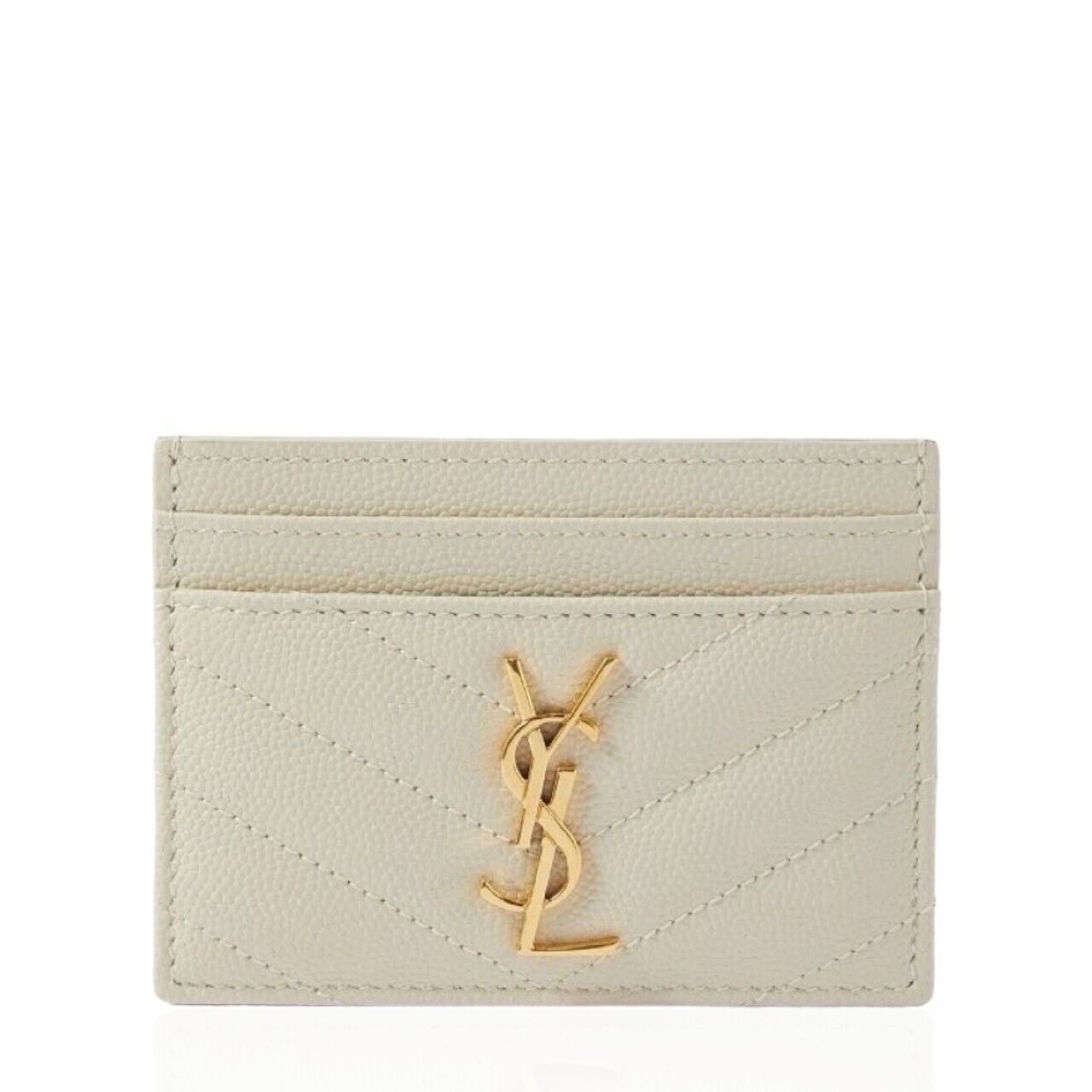 Yves Saint Laurent Chevron Quilted Beige Card Case