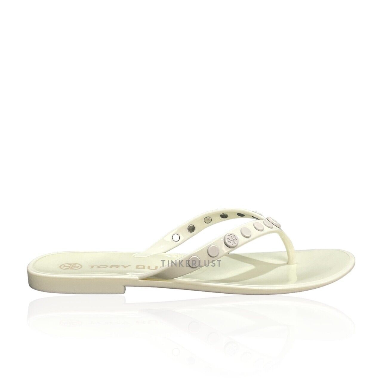 Tory Burch Studded Jelly Thong Ivory Sandals