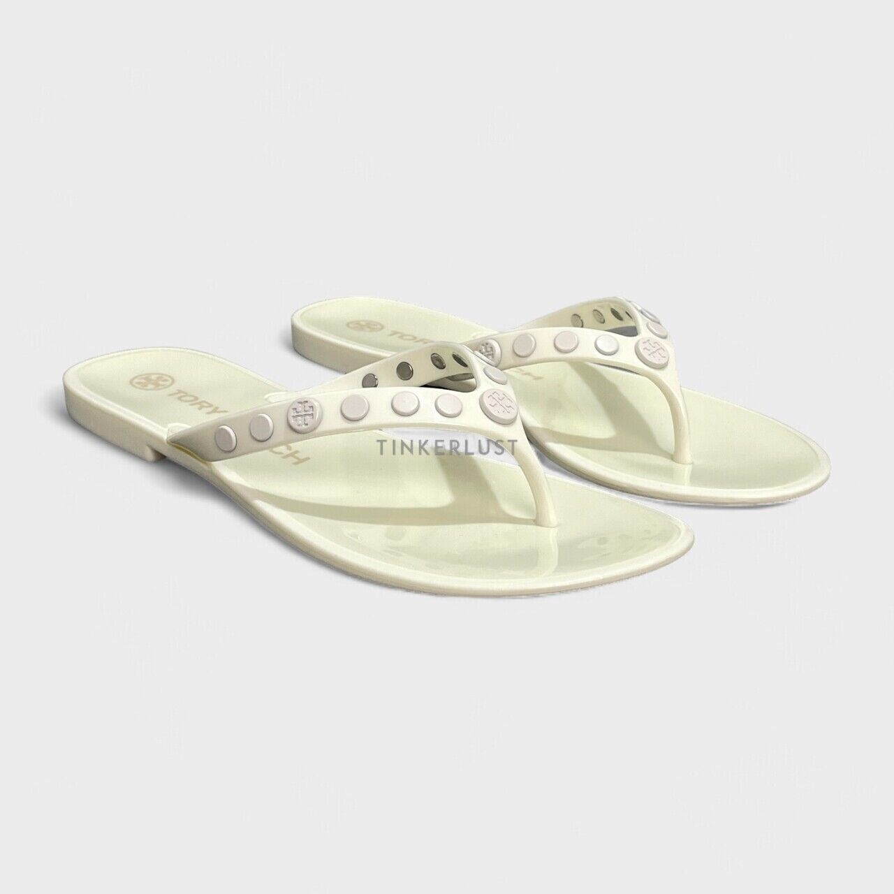 Tory Burch Studded Jelly Thong Ivory Sandals