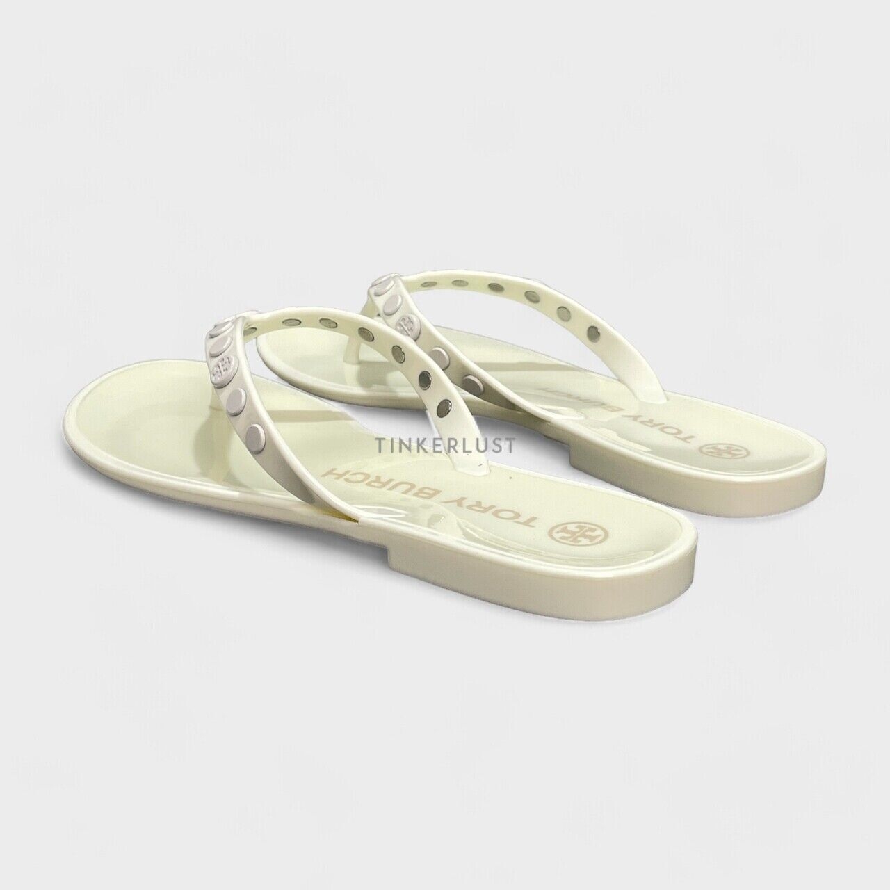 Tory Burch Studded Jelly Thong Ivory Sandals