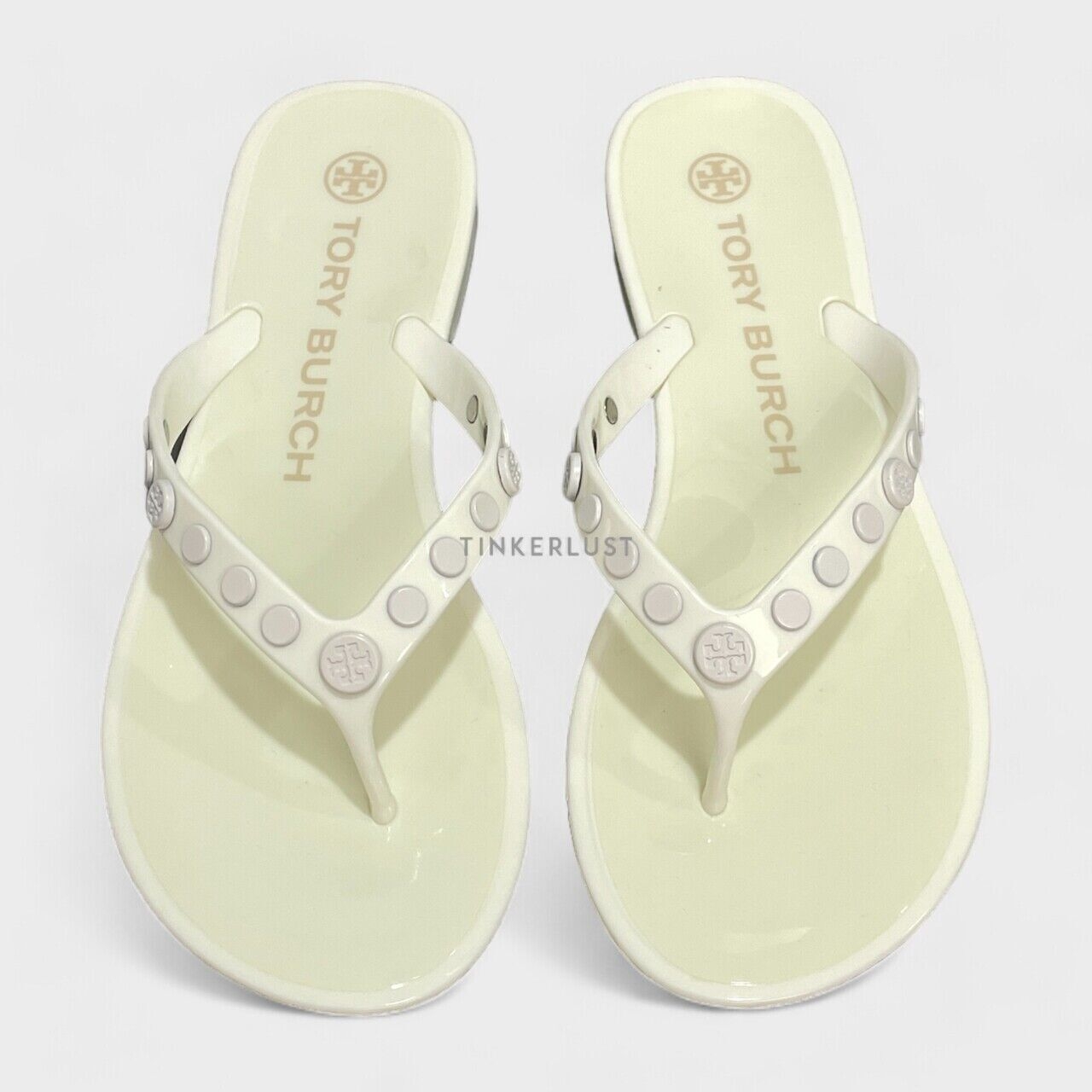 Tory Burch Studded Jelly Thong Ivory Sandals