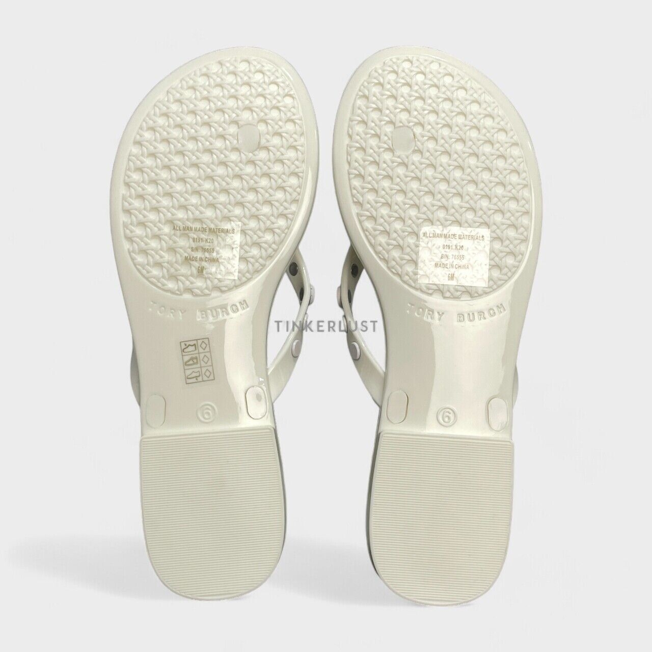 Tory Burch Studded Jelly Thong Ivory Sandals