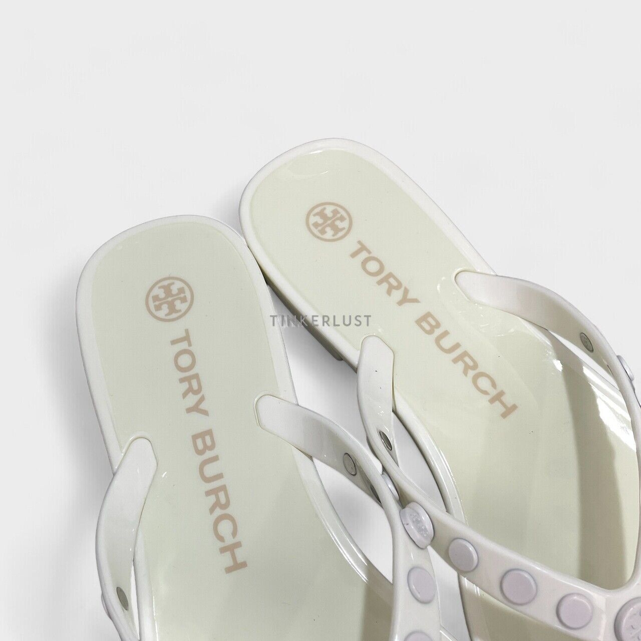 Tory Burch Studded Jelly Thong Ivory Sandals