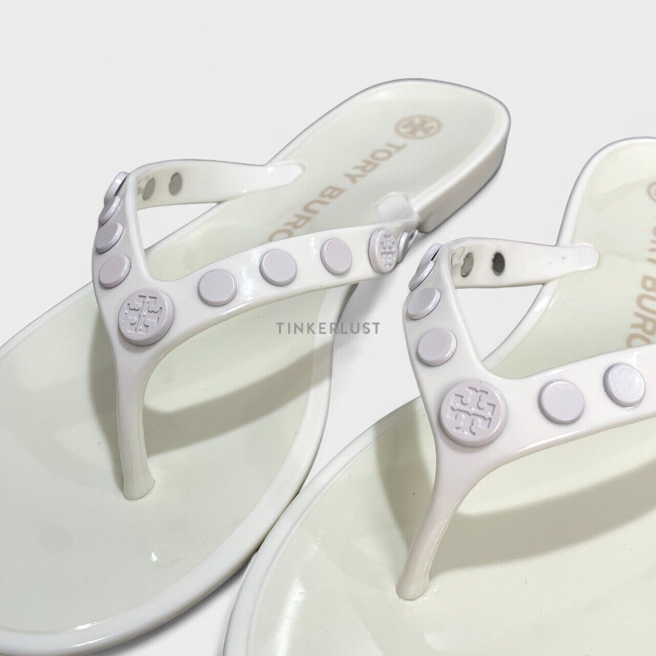 Tory Burch Studded Jelly Thong Ivory Sandals