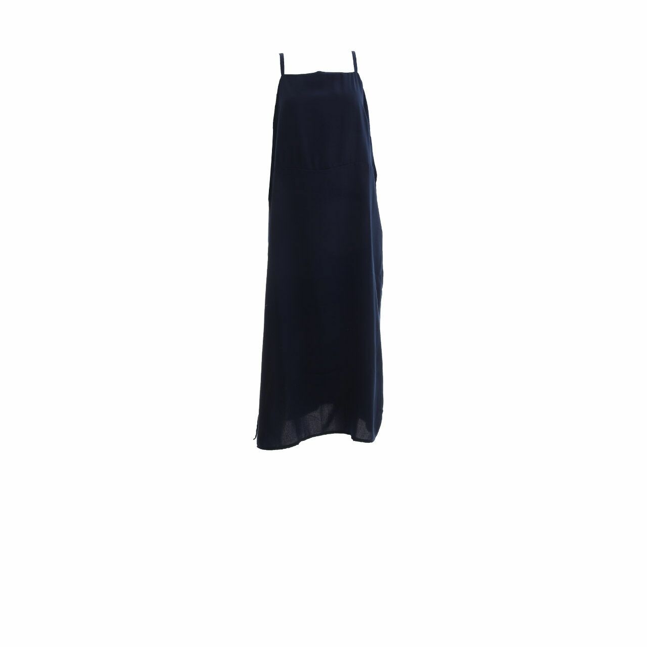 Cotton Ink Studio Navy Slit  Midi Dress