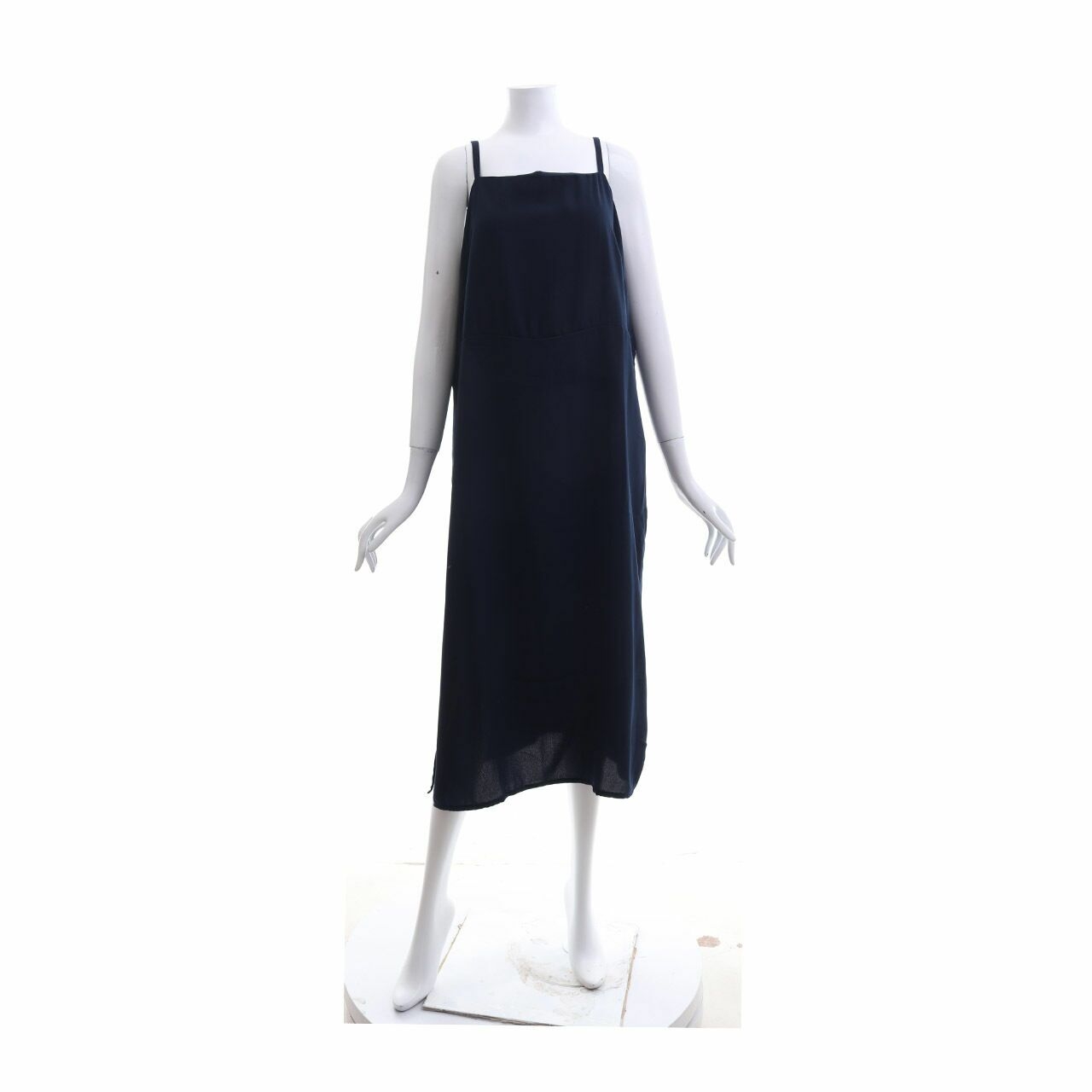 Cotton Ink Studio Navy Slit  Midi Dress