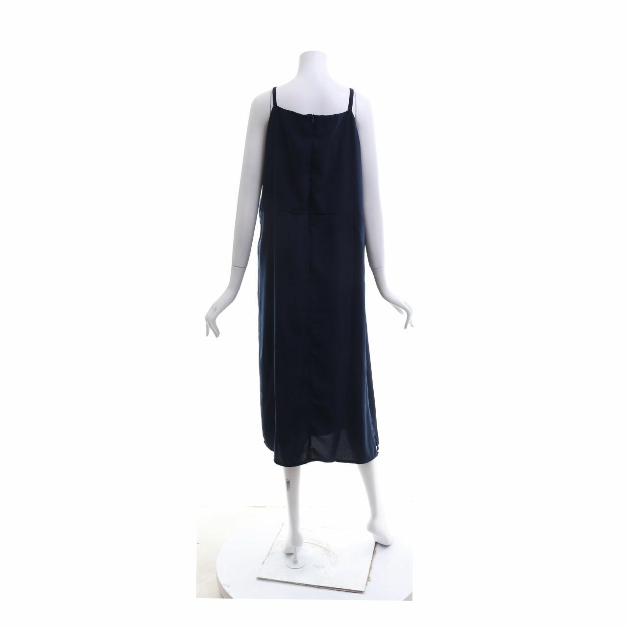 Cotton Ink Studio Navy Slit  Midi Dress