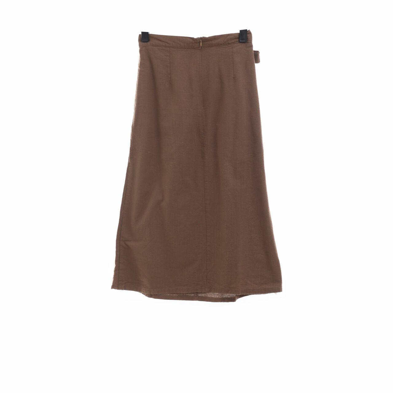 Claryn Brown Wrap Midi Skirt