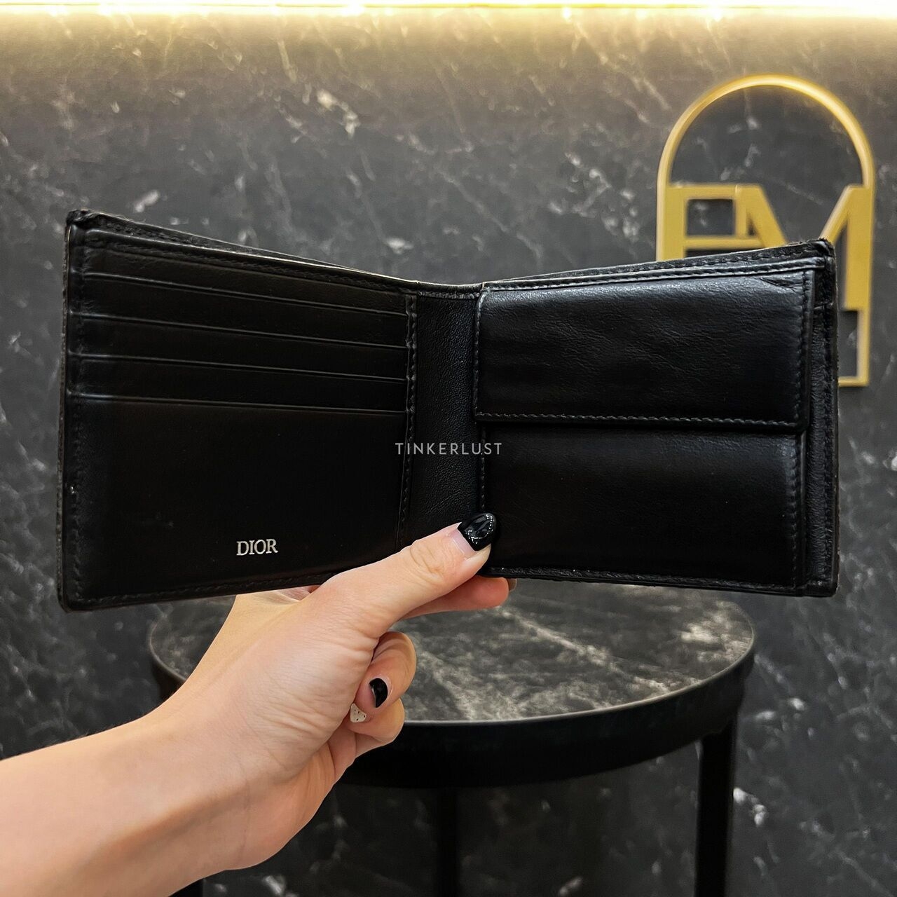 Christian Dior Bifold Oblique Jaquard Black Wallet