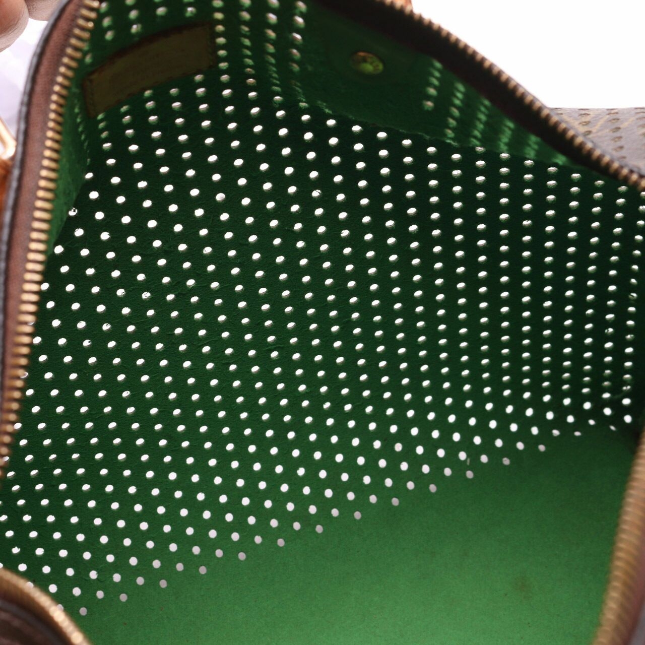 Louis Vuitton Limited Edition Green Monogram Perforated Speedy Hand Bag