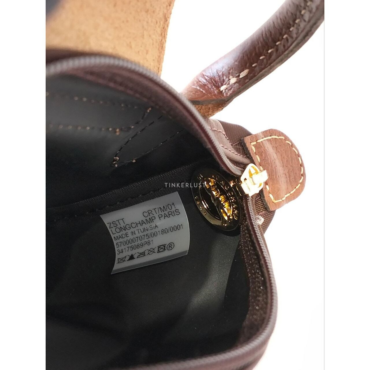 Longchamp Classic Mini Pouch Top Handle in Ebene & Brown Pouch