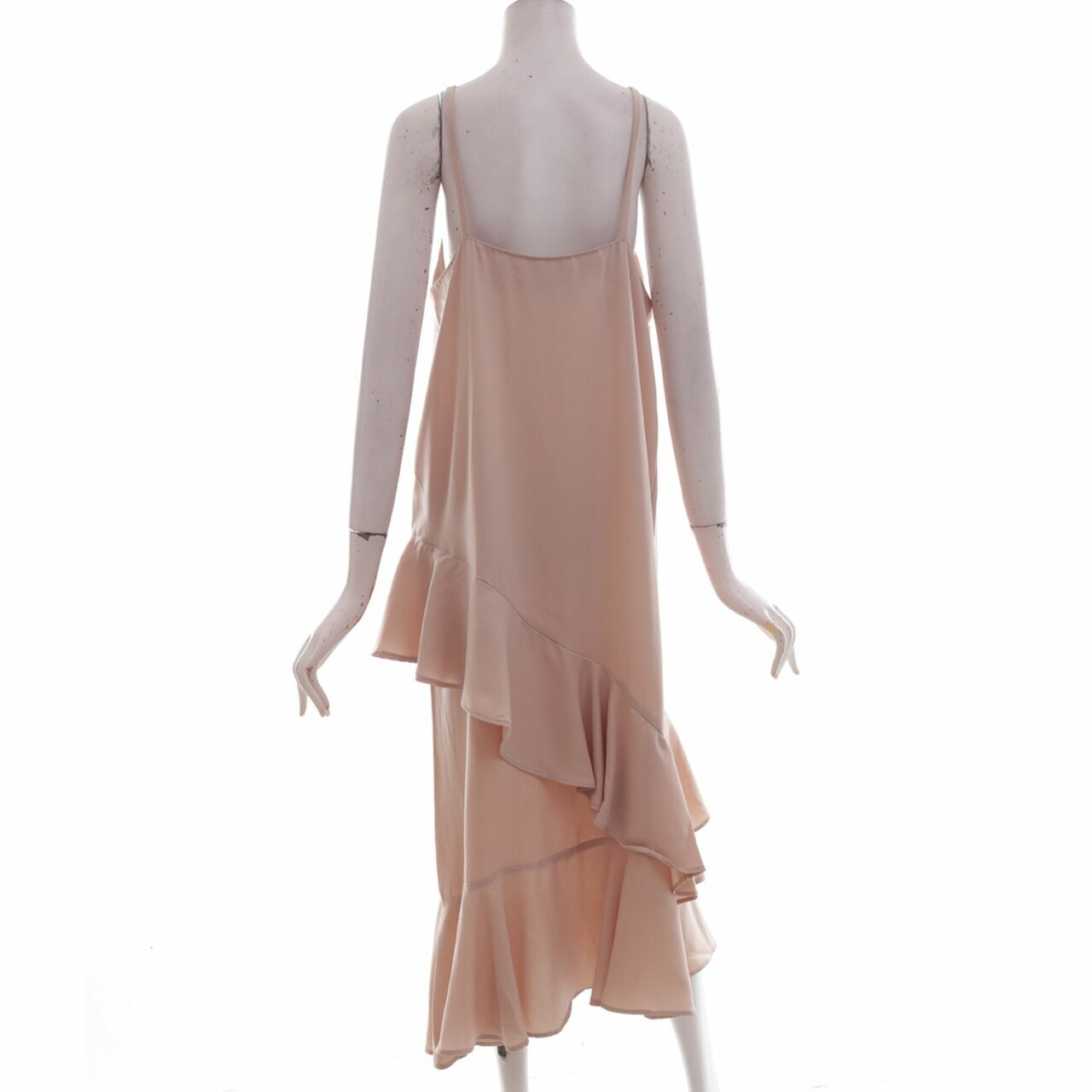 Kivee Nude Asymmetric Midi Dress