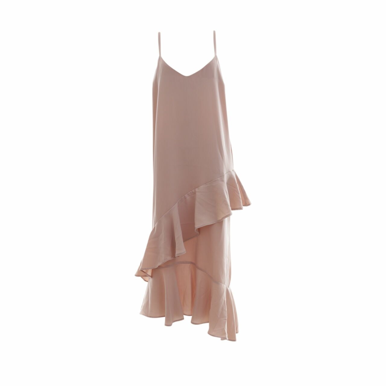 Kivee Nude Asymmetric Midi Dress