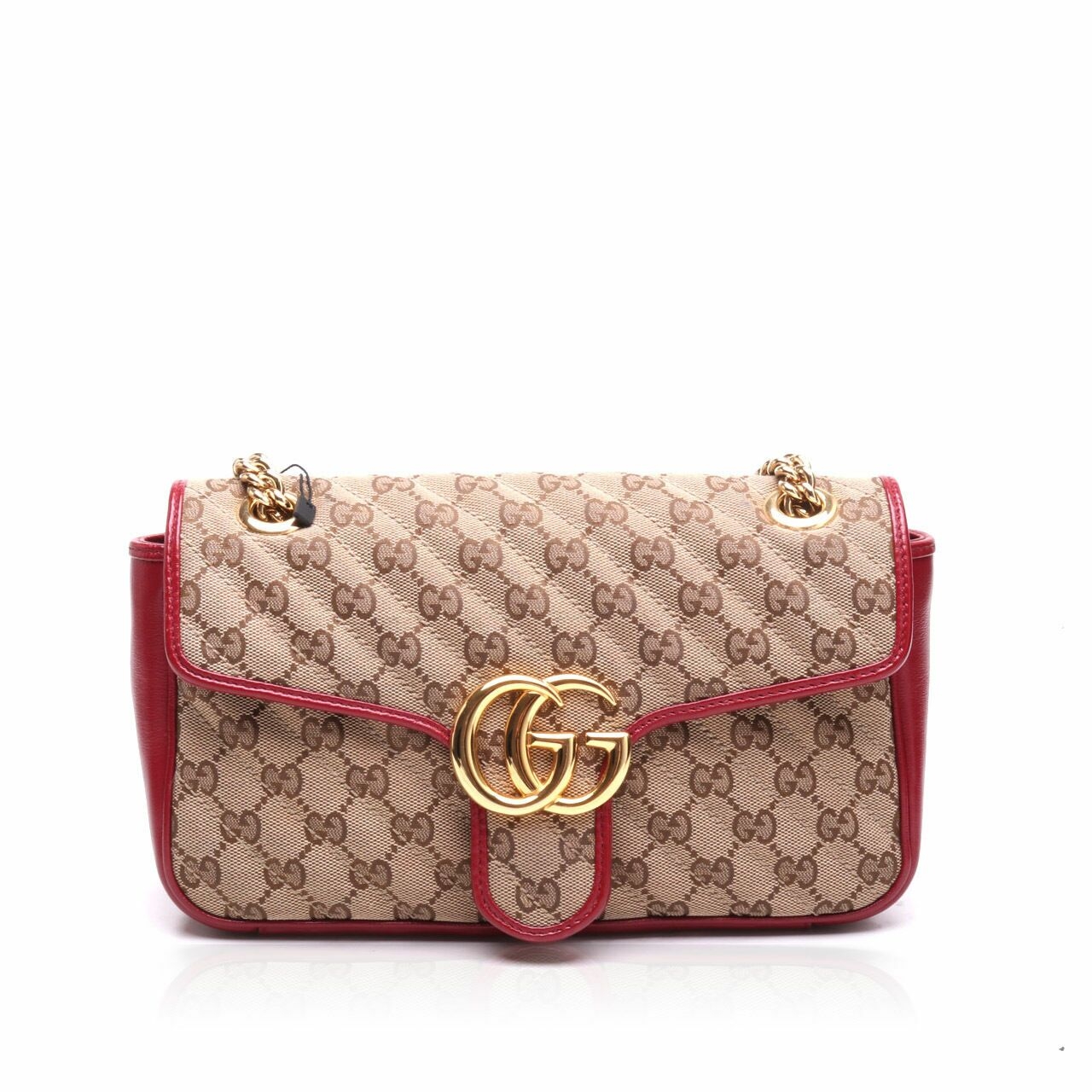 Gucci GG Canvas Small Marmont Flap Bag Maroon Shoulder Bag