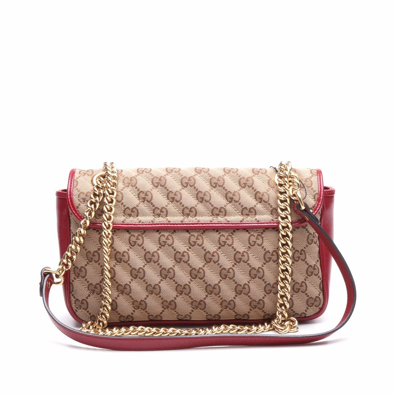 Gucci GG Canvas Small Marmont Flap Bag Maroon Shoulder Bag