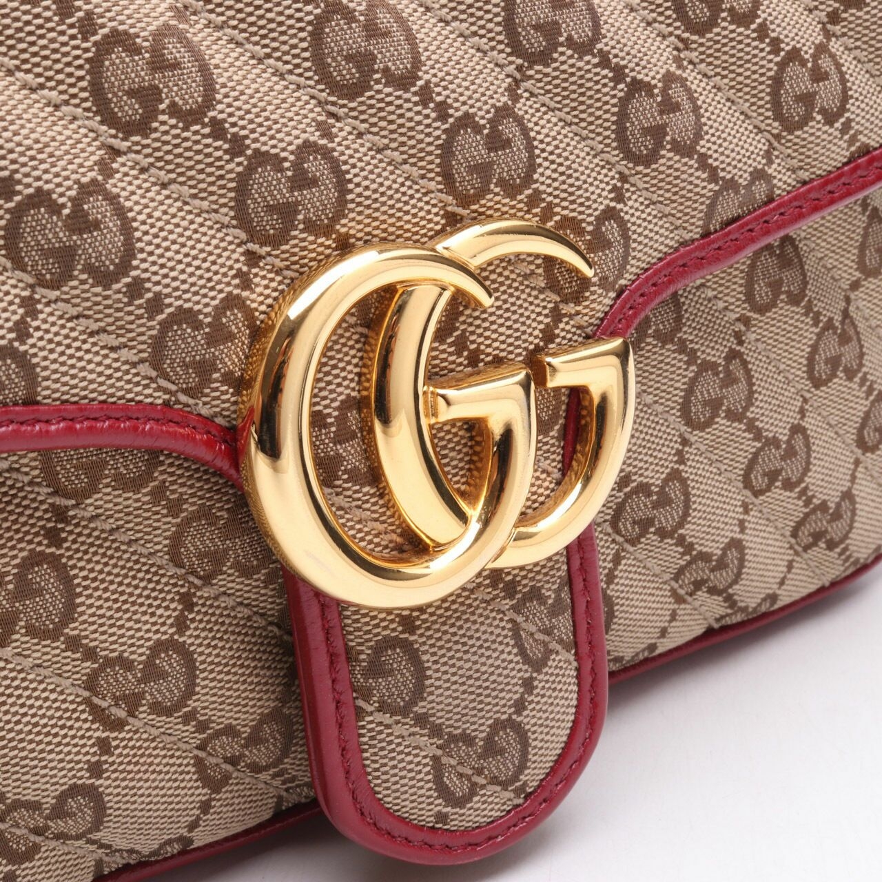 Gucci GG Canvas Small Marmont Flap Bag Maroon Shoulder Bag