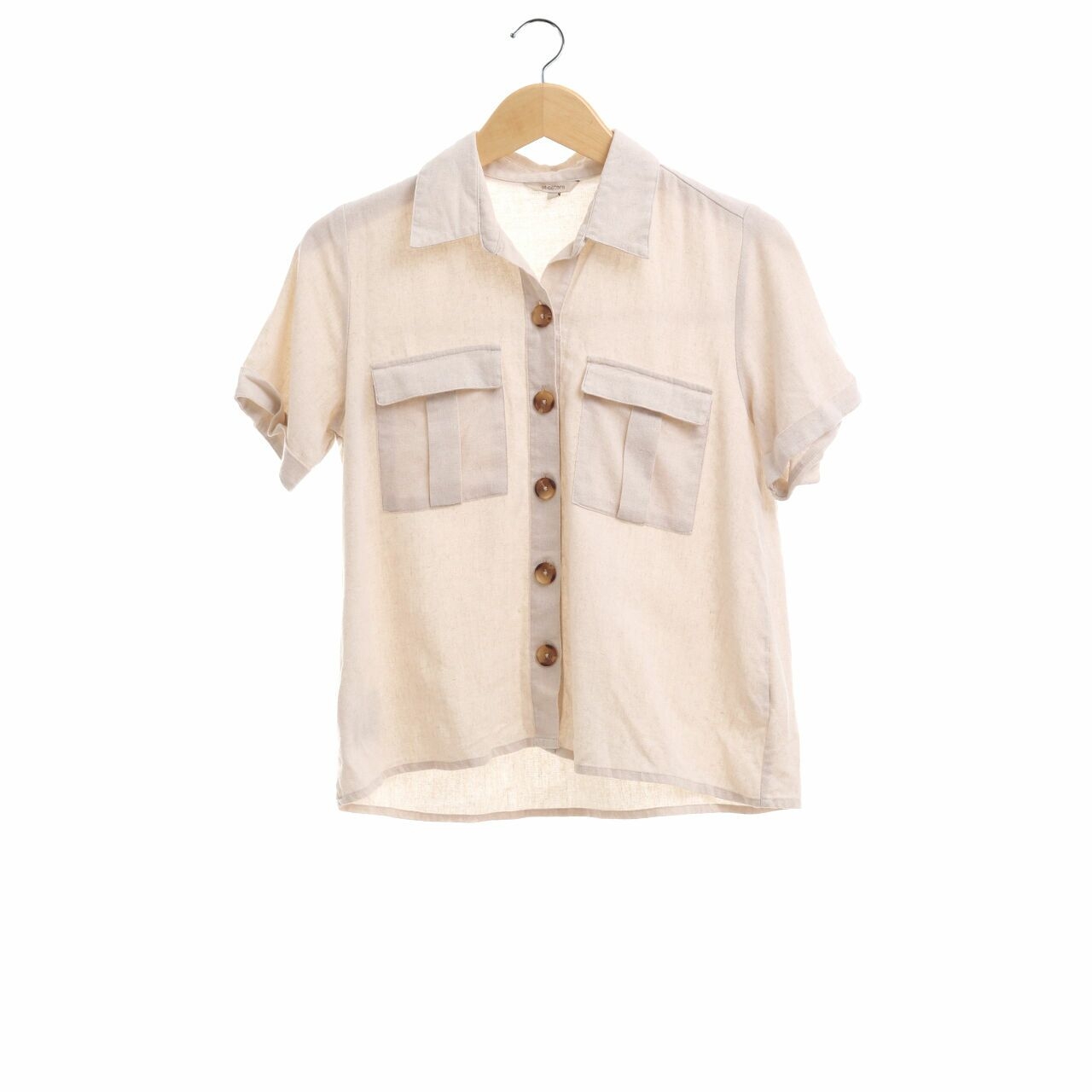 Et Cetera Beige Pocket Shirt