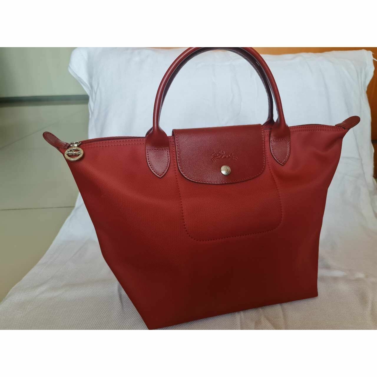 Longchamp Red Le Pliage Tote