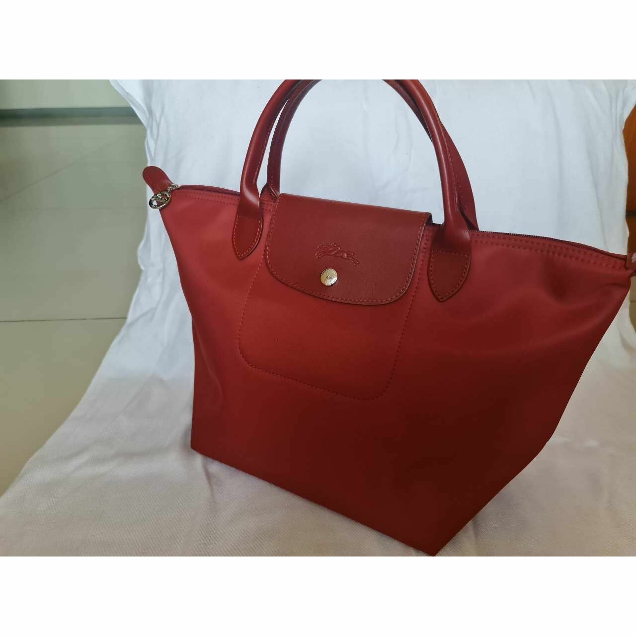 Longchamp Red Le Pliage Tote