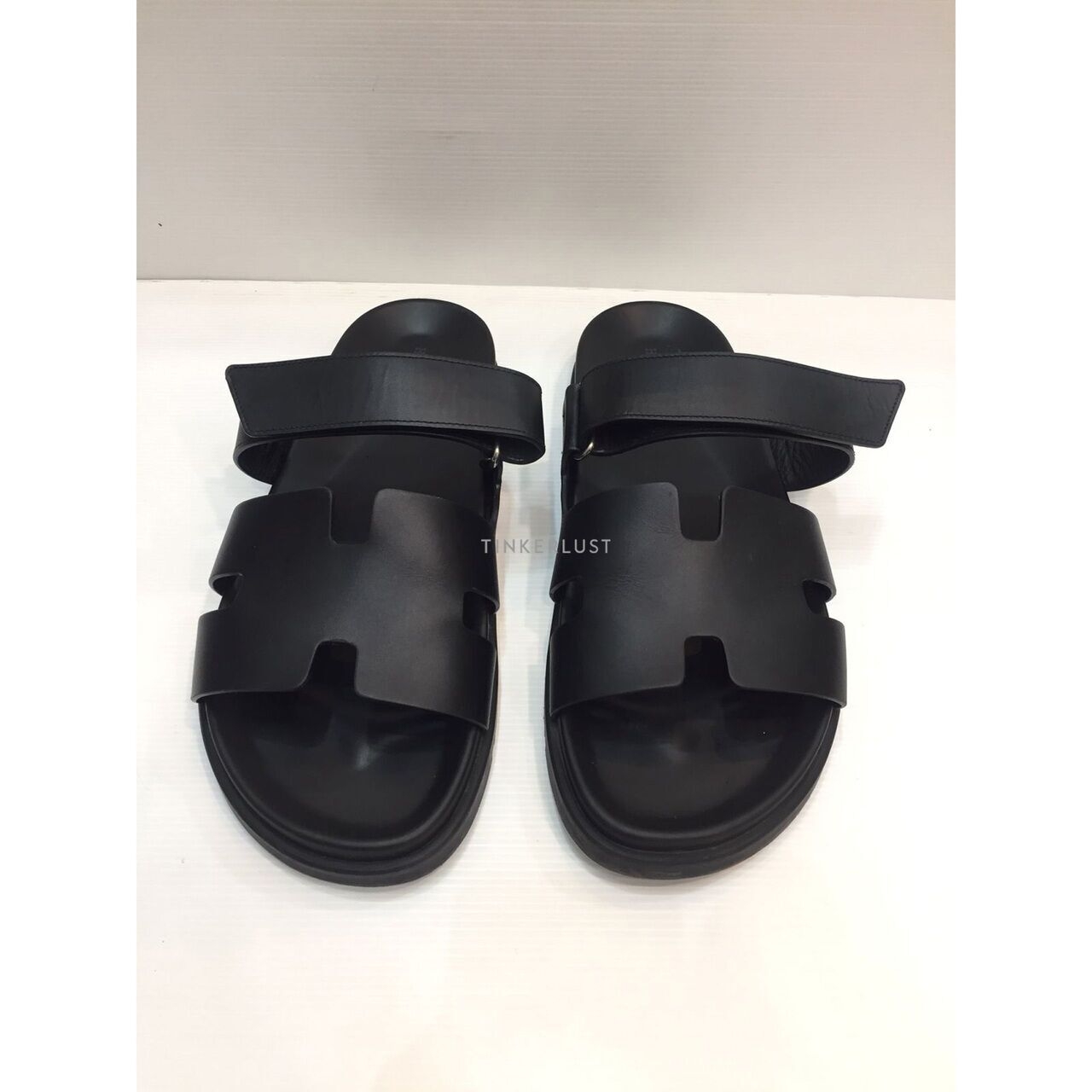 Hermes Chypre Veau All Black Sandals	