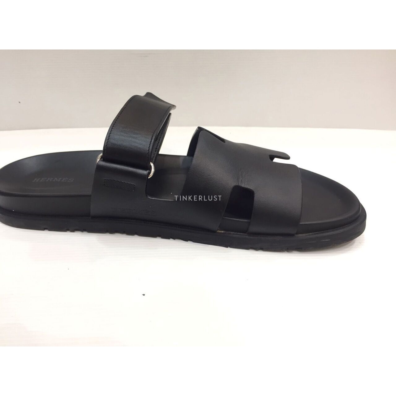 Hermes Chypre Veau All Black Sandals	