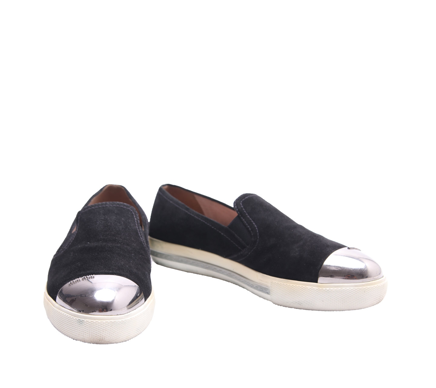 Miu Miu Black Suede Slip On Sneakers