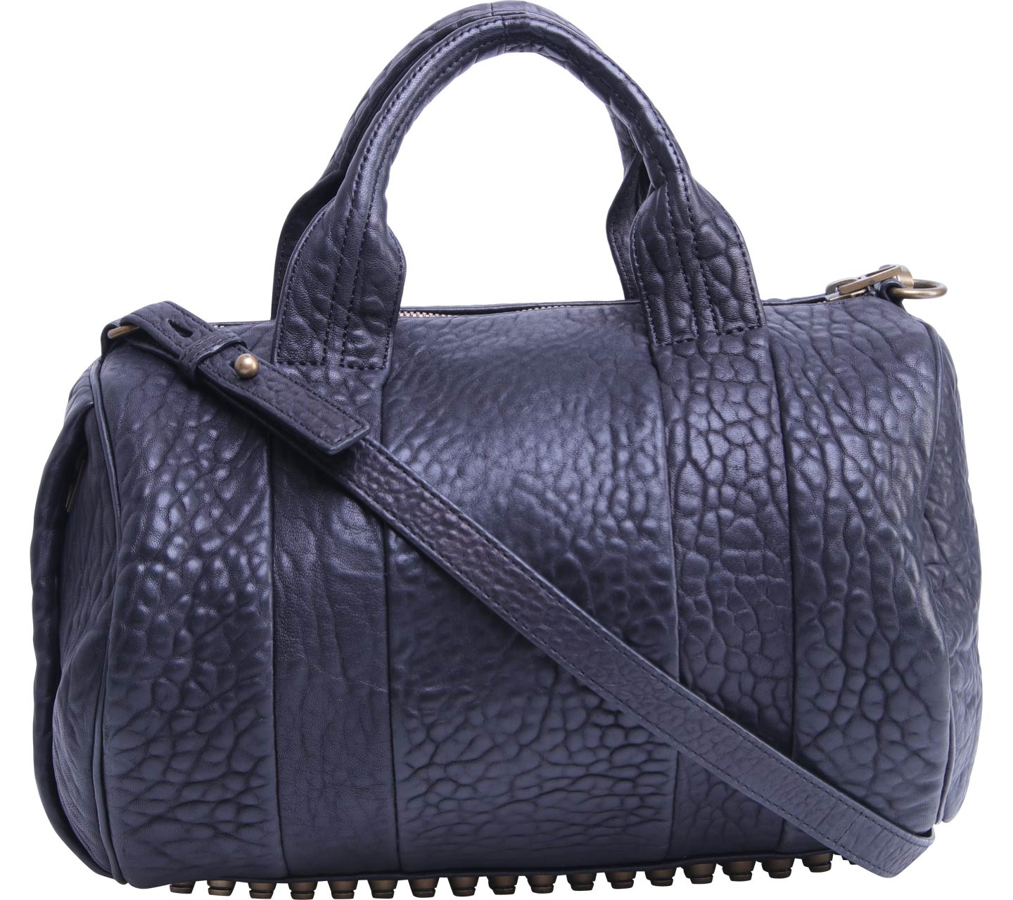 Alexander Wang Black Rocco Pebbled Lamb Satchel