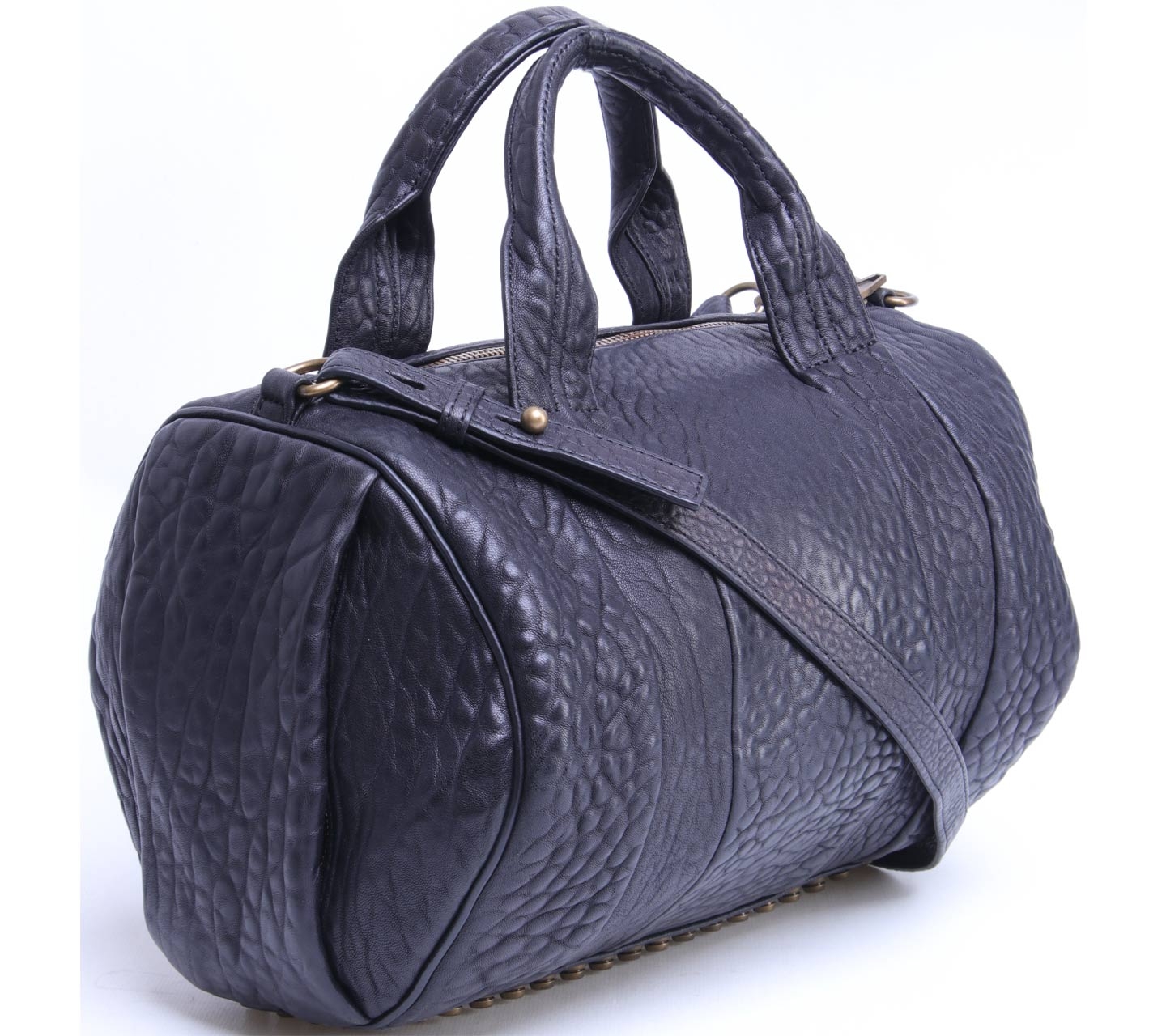 Alexander Wang Black Rocco Pebbled Lamb Satchel