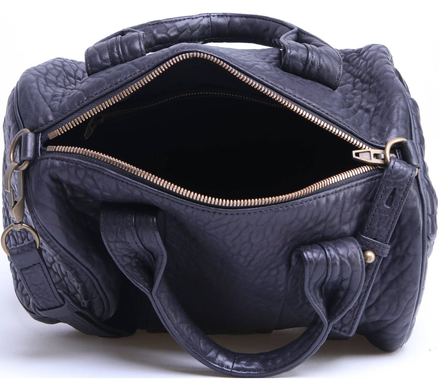 Alexander Wang Black Rocco Pebbled Lamb Satchel